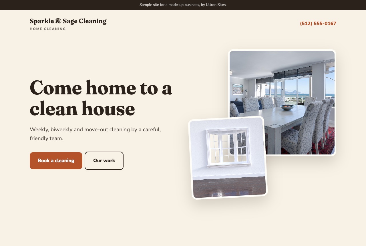 Sample house cleaning website